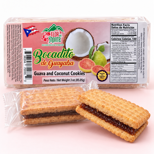 Flor del Monte Bocadito de Guayaba – Guava & Coconut Cookies, 3 oz
