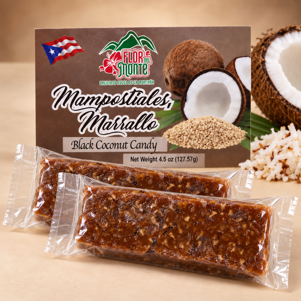 Flor del Monte Mampostiales Marrallo Black Coconut Candy – 4.5 oz
