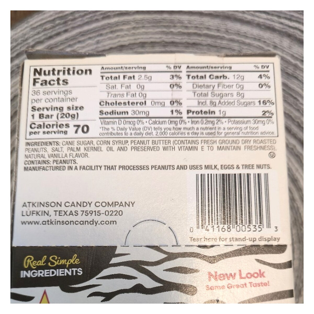Atkinson’s Zebra Bars Crunchy Peanut Butter Bars
