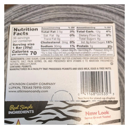 Atkinson’s Zebra Bars Crunchy Peanut Butter Bars