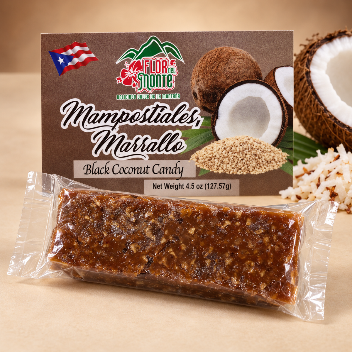 Flor del Monte Mampostiales Marrallo Black Coconut Candy – 4.5 oz